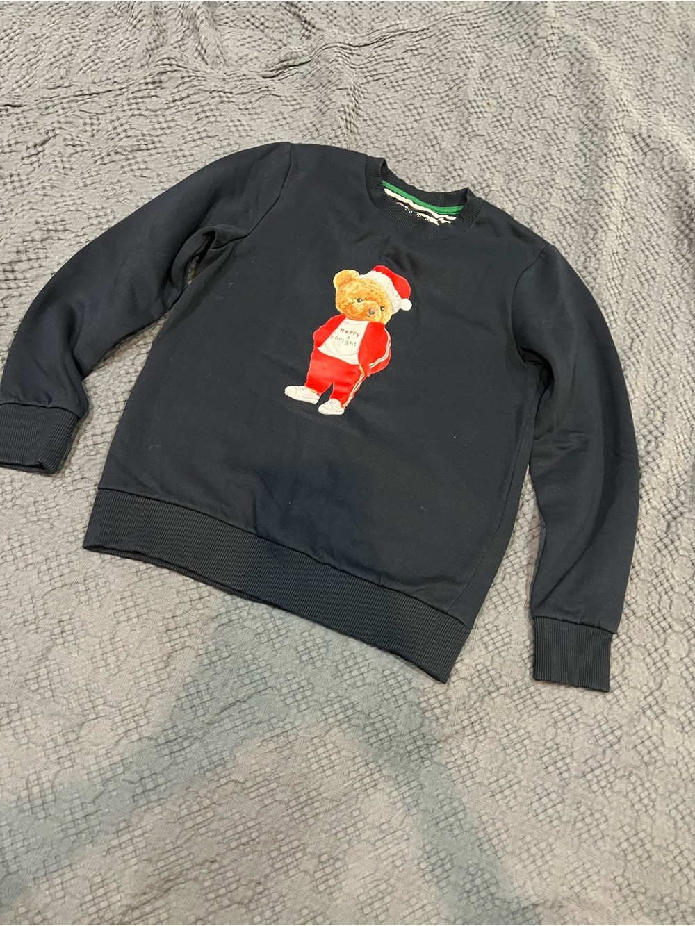 Denim & Flower Size 10 Sweatshirt Kids Navy Blue Merry & Bright Teddy Bear
